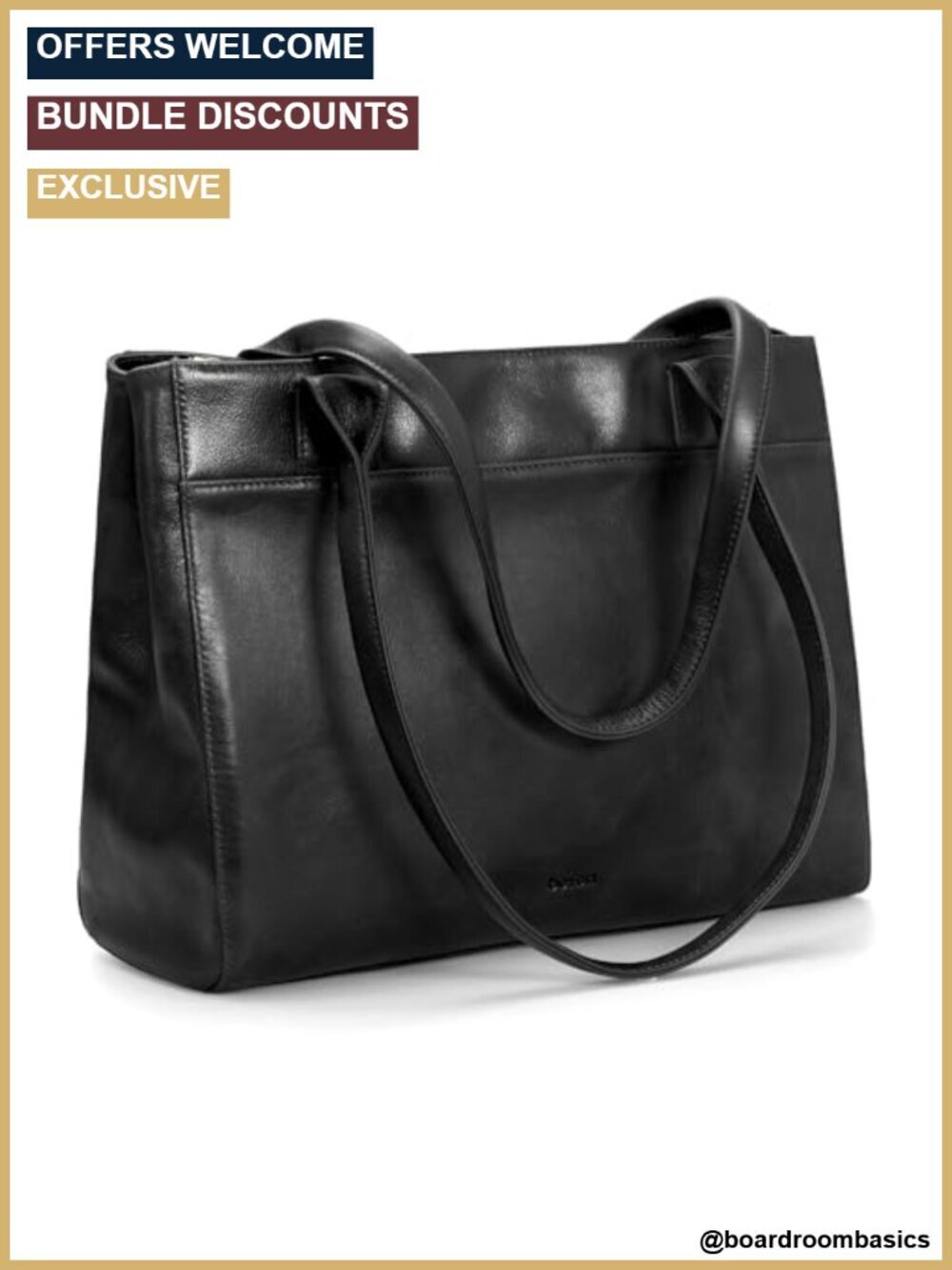 Genuine Leather Tote Bag with Zipper Work Purse for Women Lightweight